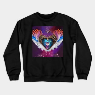 The elegant heart with wings and kitten Crewneck Sweatshirt